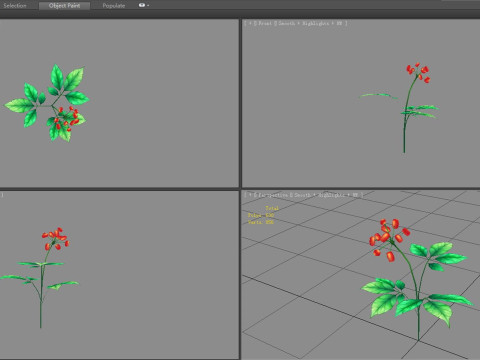 Cartoon berry plants - Flowering herbs 3D Model