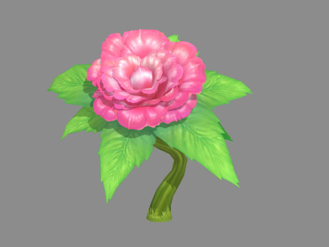 A peony flower plant - Cartoon roses 3D 모델
