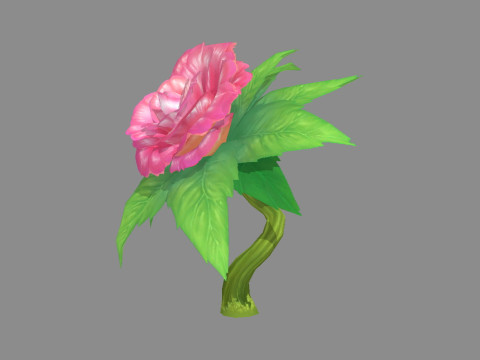 A peony flower plant - Cartoon roses 3D Model