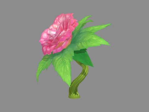 A peony flower plant - Cartoon roses 3D Model