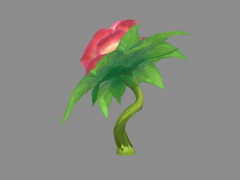 A peony flower plant - Cartoon roses 3D Model