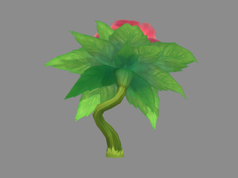A peony flower plant - Cartoon roses 3D Model