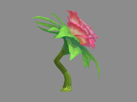 A peony flower plant - Cartoon roses 3D Model
