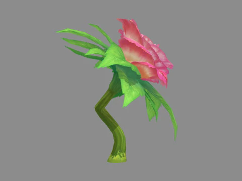 A peony flower plant - Cartoon roses 3D Model