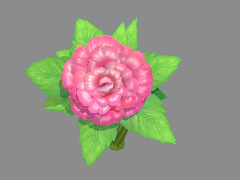 A peony flower plant - Cartoon roses 3D Model