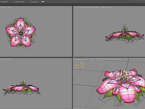 A blooming flower plant - Cartoon garden plants 3D Модель