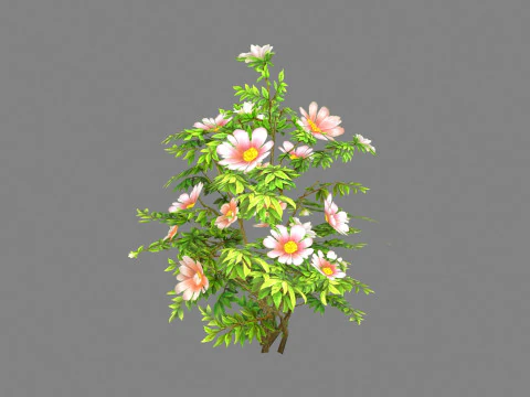 Semak tanaman bunga kartun Model 3D