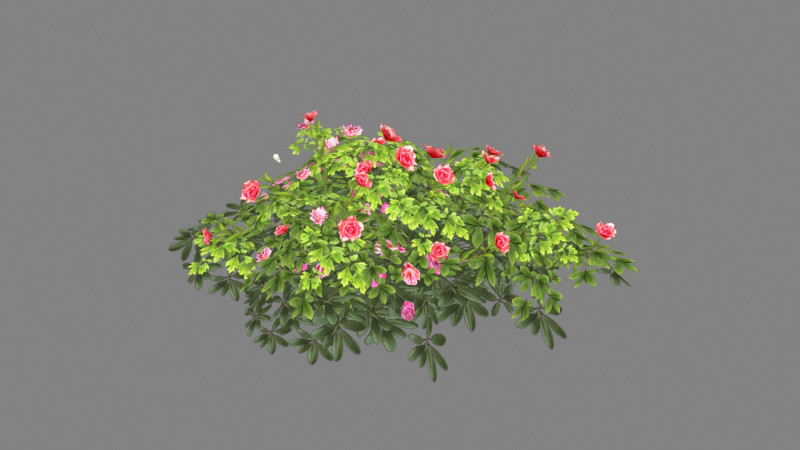 Cartoon rose bushes Low-poly 3D Model .c4d .max .obj .3ds .fbx .stl .blend 