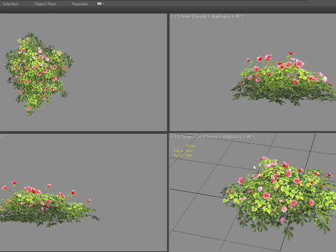 Cartoon rose bushes Low-poly 3D Model