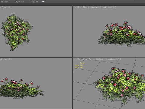 Cartoon rose bushes Low-poly 3D Model