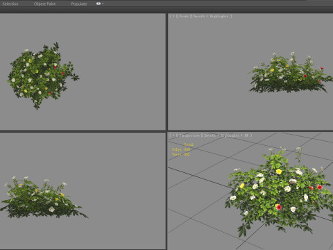 Cartoon white rose bushes Low-poly 3D Model
