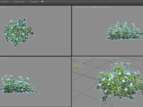 Cartoon white rose bushes Low-poly 3D Model