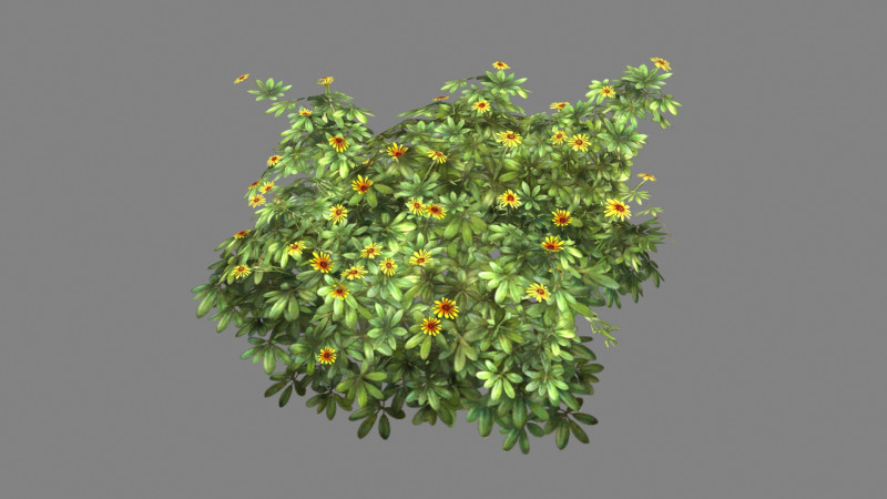 Cartoon Daisy bushes - Yellow flowers Low-poly 3D 模型 .c4d .max .obj .3ds .fbx .stl .blend 
