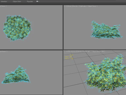 Cartoon Daisy bushes - Yellow flowers Low-poly 3D Model