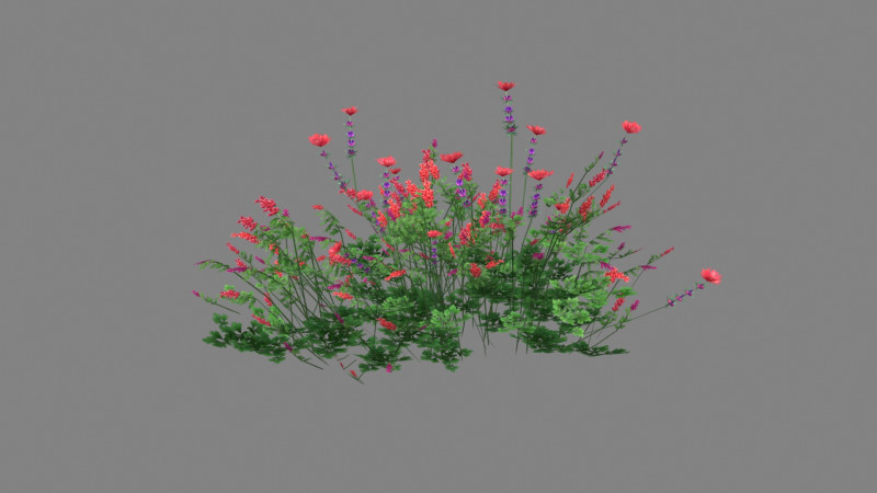 Cartoon lavender bushes - purple flowers Low-poly 3D Model .c4d .max .obj .3ds .fbx .stl .blend 