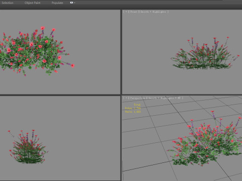 Cartoon lavender bushes - purple flowers Low-poly 3D Model