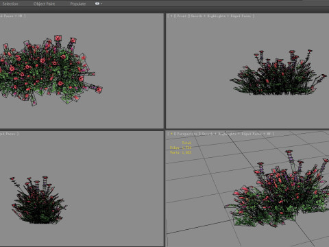 Cartoon lavender bushes - purple flowers Low-poly 3D Model