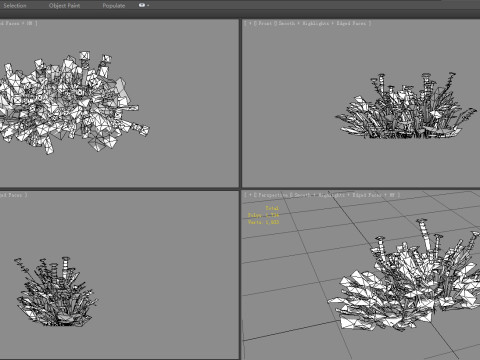 Cartoon lavender bushes - purple flowers Low-poly 3D Model
