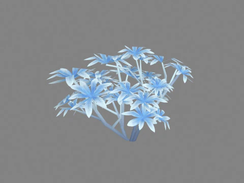 Trees covered with snow - Bushes in the snow - Cartoon shrubs 3D Model