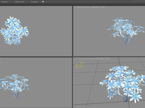 Trees covered with snow - Bushes in the snow - Cartoon shrubs Modèle 3D