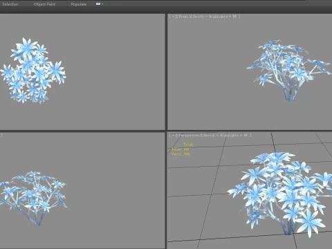 Trees covered with snow - Bushes in the snow - Cartoon shrubs 3D Model