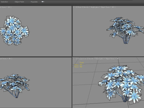 Trees covered with snow - Bushes in the snow - Cartoon shrubs Modèle 3D