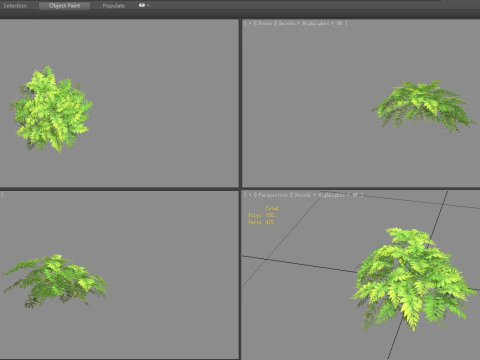 Cartoon grass bushes Low-poly 3D Model