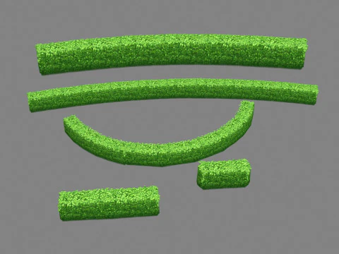Garden Gardening Combination - Cartoon Grass bushes 3D Model