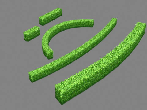 Garden Gardening Combination - Cartoon Grass bushes 3D Model
