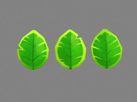 Cartoon leaves - green leaf 3D Model