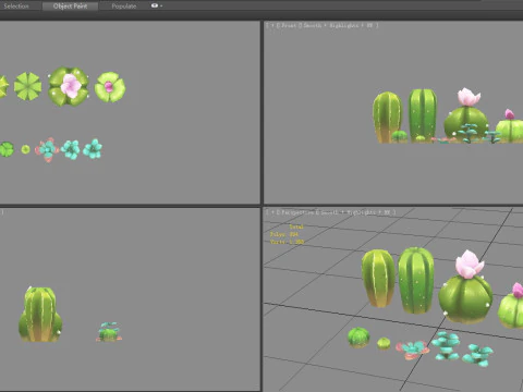 Cacti and succulents - Cartoon desert plants 3D Model