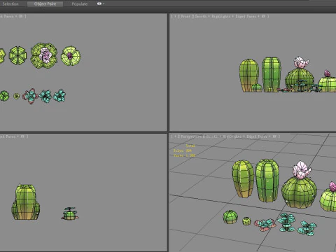 Cacti and succulents - Cartoon desert plants 3D Model