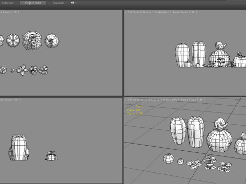 Cacti and succulents - Cartoon desert plants Model 3D