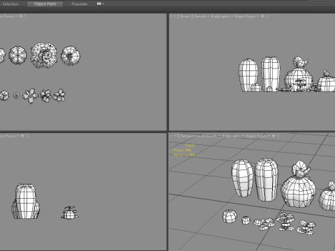Cacti and succulents - Cartoon desert plants 3D Model