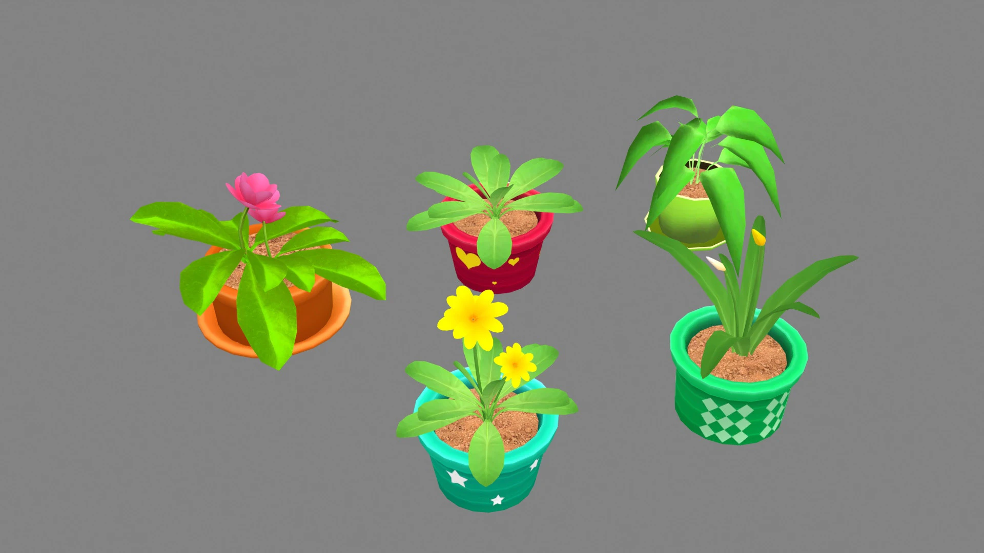 Potted plants - B 3D Model .c4d .max .obj .3ds .fbx .stl .blend 