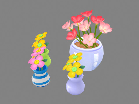 Potted flowers 3D मॉडल
