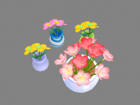 Potted flowers 3D मॉडल