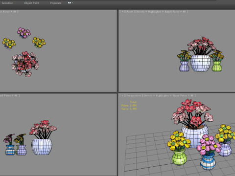 Potted flowers 3D मॉडल