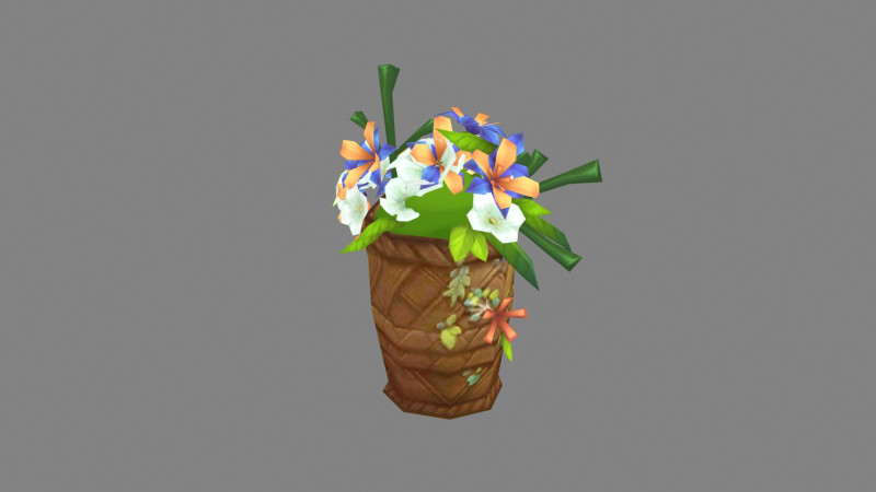 A basket of flowers 3D-Modell .c4d .max .obj .3ds .fbx .stl .blend 