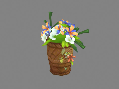 A basket of flowers 3D Model