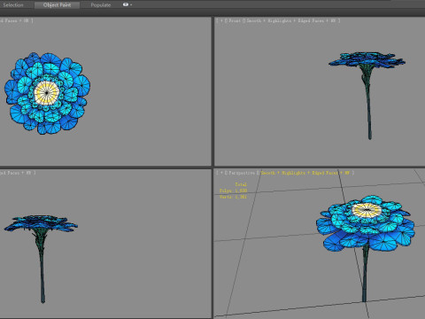 A blue flower 3D Model