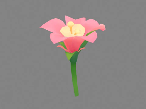 Bunga berwarna merah muda Model 3D