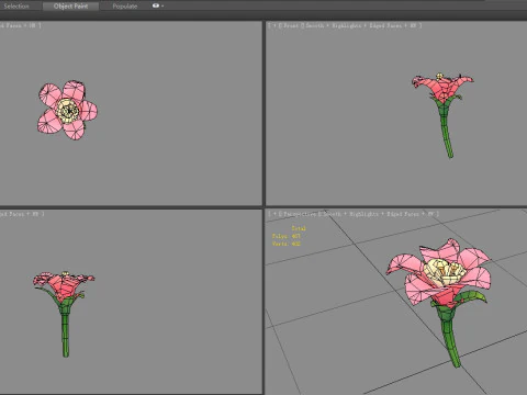 A pink flower 3D Model