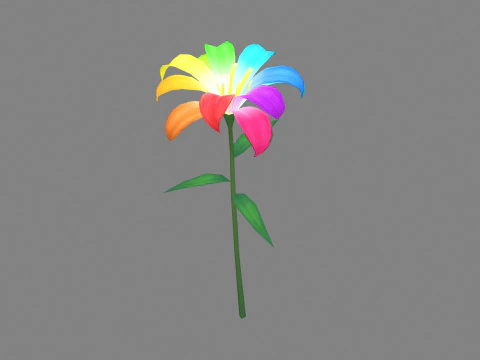 Une fleur multicolore - Cartoon Magic Flower Modèle 3D