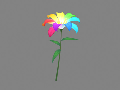 A multi-colored flower - Cartoon Magic Flower 3D Model
