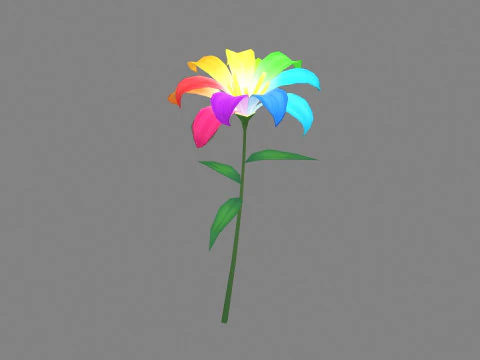A multi-colored flower - Cartoon Magic Flower 3D Model