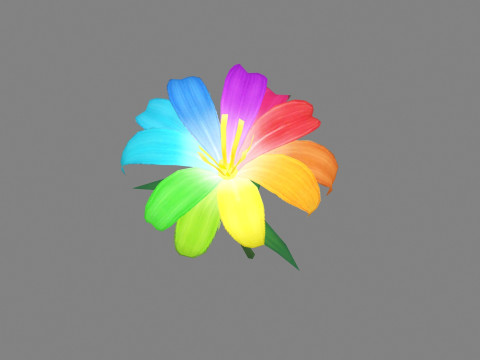 A multi-colored flower - Cartoon Magic Flower 3D Model