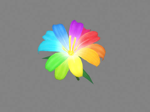 A multi-colored flower - Cartoon Magic Flower 3D Model