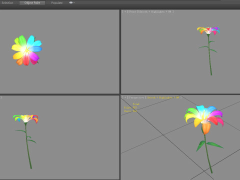 A multi-colored flower - Cartoon Magic Flower 3D Model