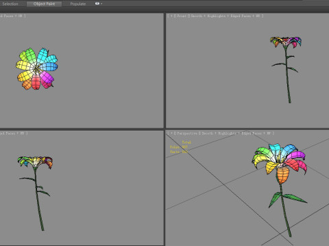 A multi-colored flower - Cartoon Magic Flower 3D Model
